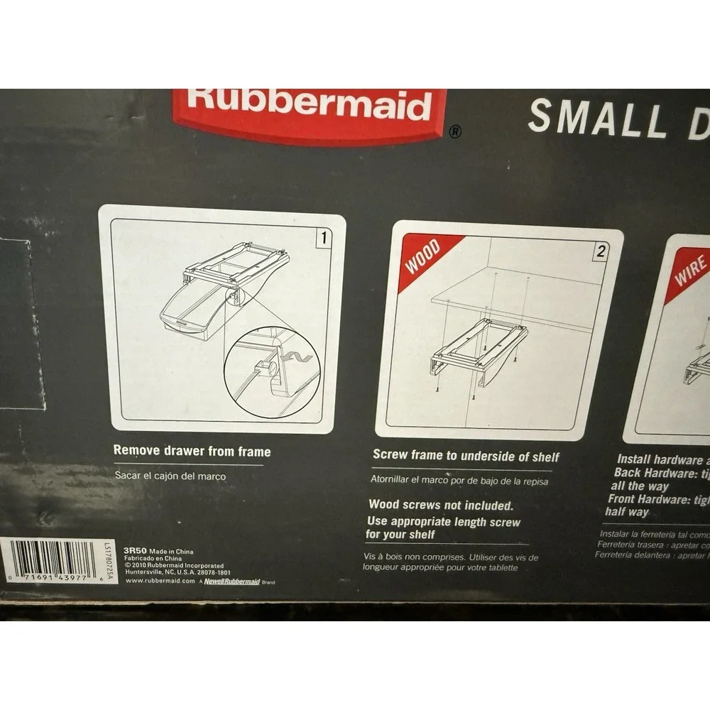 Rubbermaid Small Drawer Under Mount Wood and Wire Shelf 16